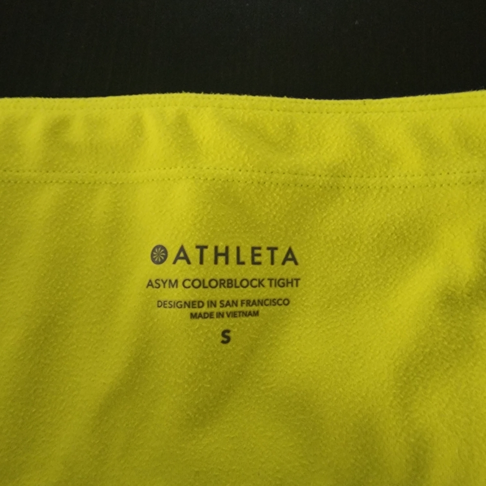 BOGO Athleta Asym Colorblock Black, Yellow, and Olive Green Tights - Picture 5 of 8